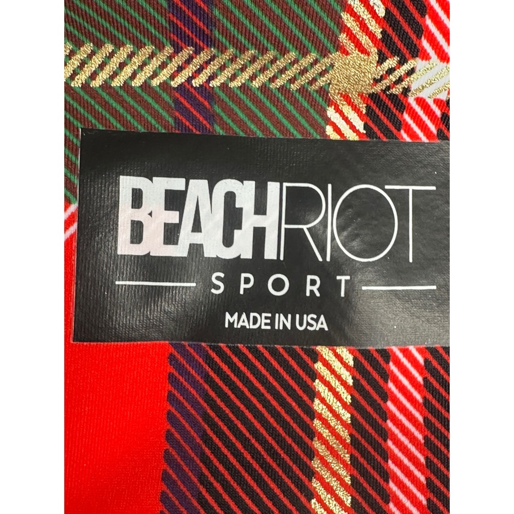 NEW Beach Riot Leah Scoop Tank Small Holiday Plaid Tartan Sports Bra NWT - Picture 8 of 9